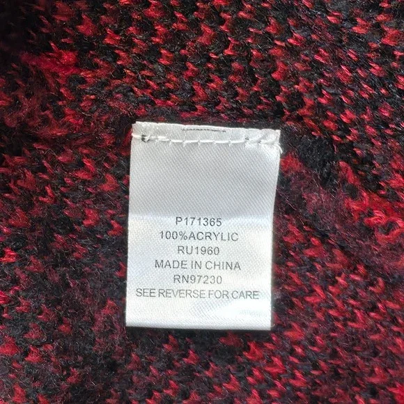 Almost Famous Red Black Buffalo Plaid Hooded Toggle Cardigan Womens Retro - Picture 7 of 9